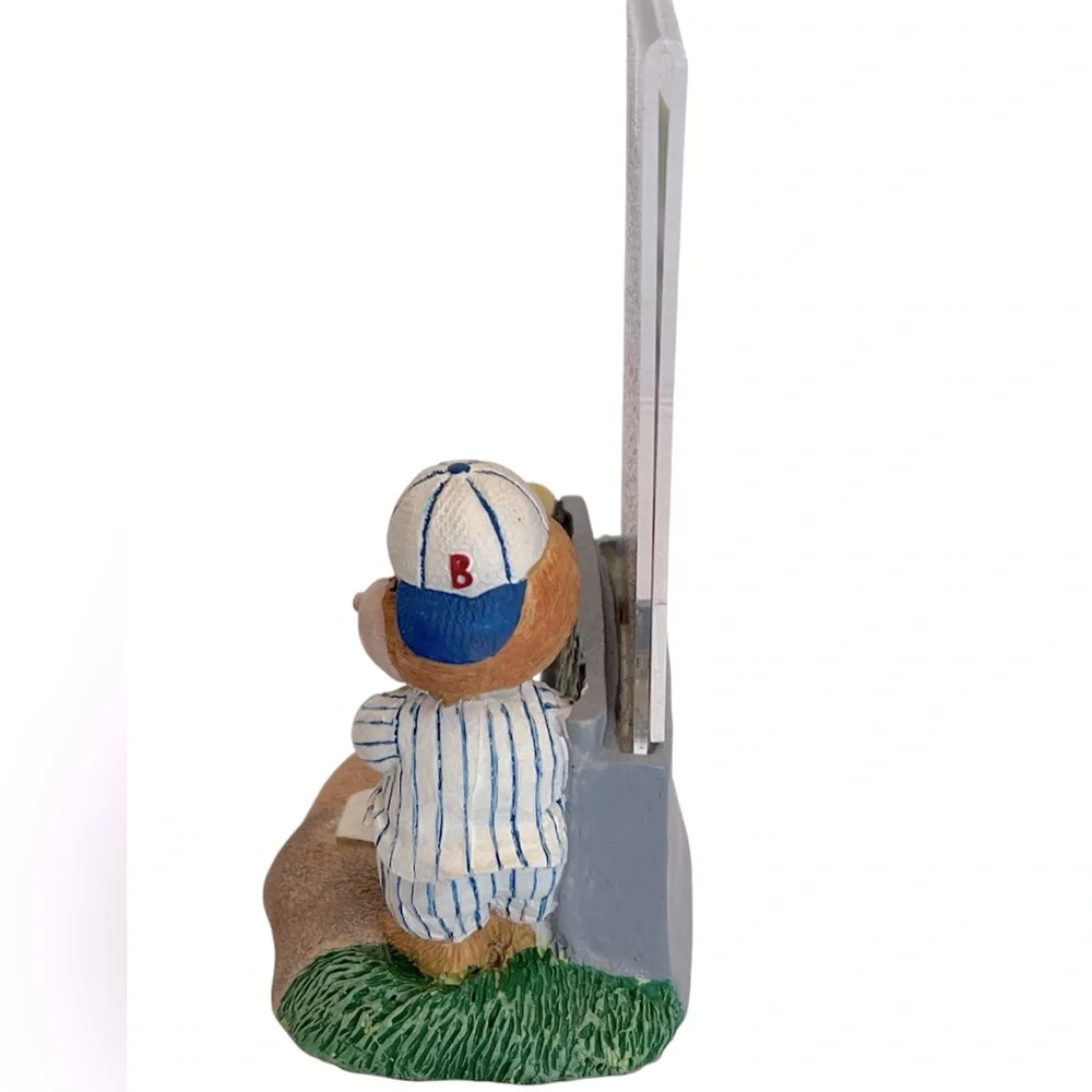 Vintage Malden Resin Baseball Bear Swinging a Bat Photo Frame. Fits 2.5 x 3.5.